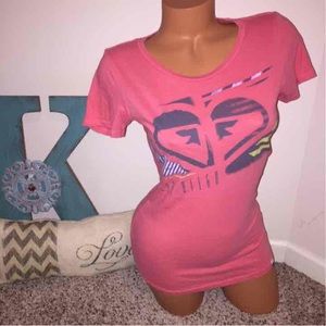 Roxy Pacsun Pink Logo T-Shirt Small