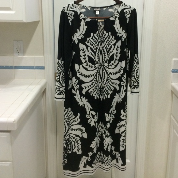 Women Black and white with tunic neck dress