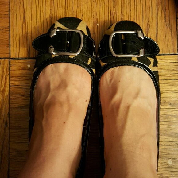 Steve Madden Animal Print Flats with Buckle Detail