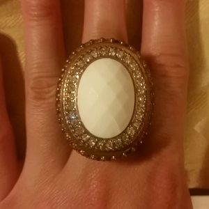 Gold band with white stone/diamond ring