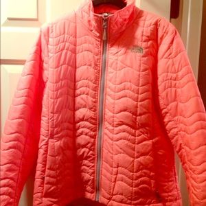 North Face womens XL neon peach jacket!