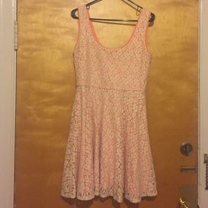 💖SKATER DRESS- cream and coral lace skater dress