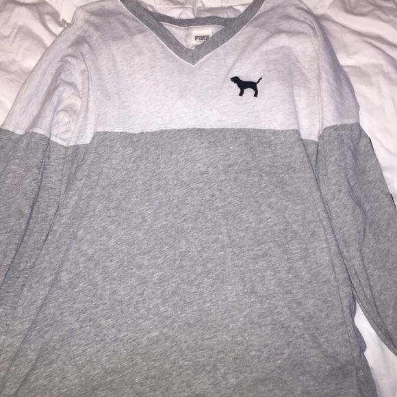 Grey pink long sleeve shirt