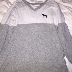 Grey pink long sleeve shirt