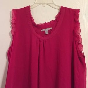PLUS:  Pink ruffled sleeveless blouse
