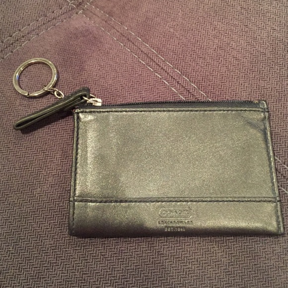 Coach keychain wallet in metallic pewter