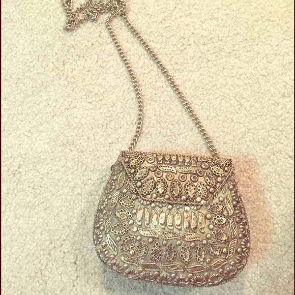 Vintage Cross Body metal clutch