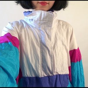Colorful 80's windbreaker jacket