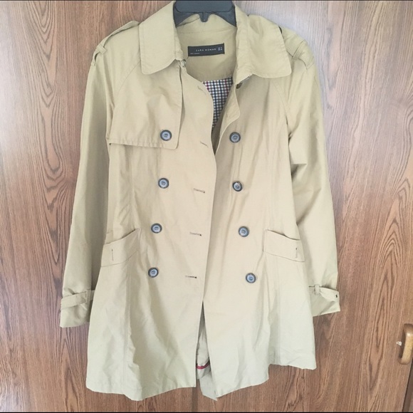 Zara Short Trench Coat, Tan, M