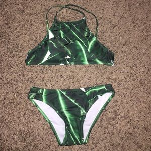 Palm tree leaf print swimsuit