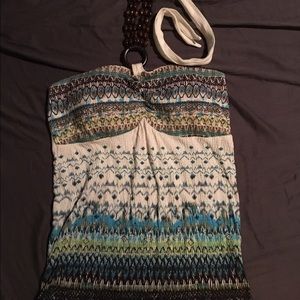 Tribal shirt slightly striped halter top