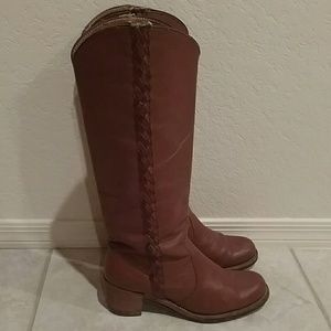 Frye Women's 9B Braided Campus Riding Boots Vtg