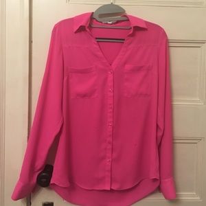 Hot pink Express Portofino button down shirt - XS