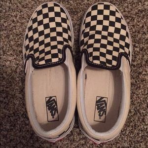 kids size 2.5 checkered slip vans great condition