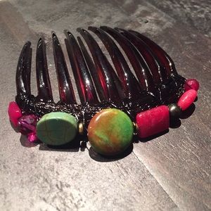 Colette Malouf Semi Precious w pearl hair comb