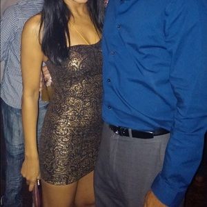 Windsor black and gold strapless party dress