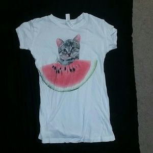 kitten eating watermelon t-shirt
