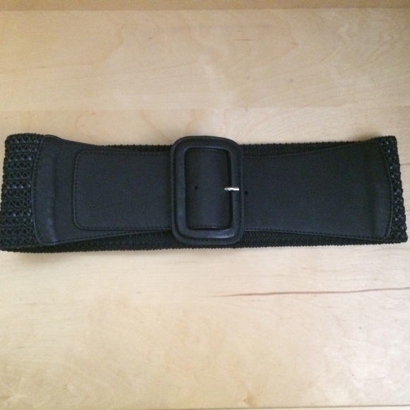 Black wide woven belt