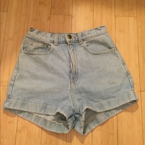 Blue Denim American Apparel High-Waisted Shorts