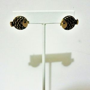 Gold and Black  Tone Goldfish  Earrings