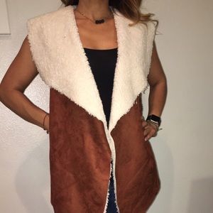Suede & faux sheep vegan vest