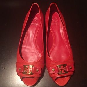 Tory Burch Open Toe Wedges