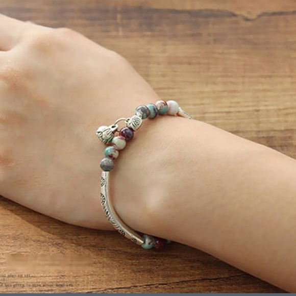 Tibetan ceramic bead bracelet - Picture 2 of 2