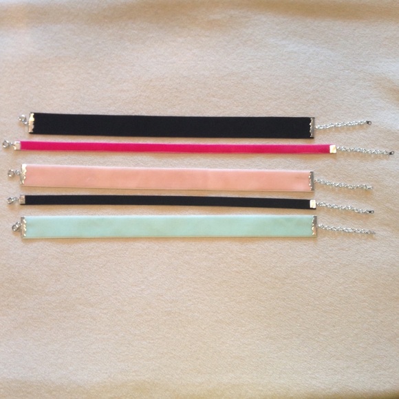5 velvet ribbon choker black pink blue hot pink - Picture 1 of 6