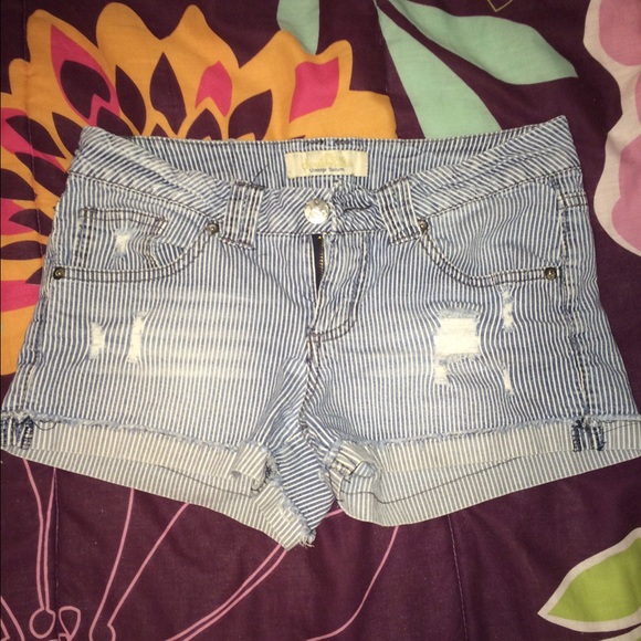 Striped Jean Shorts