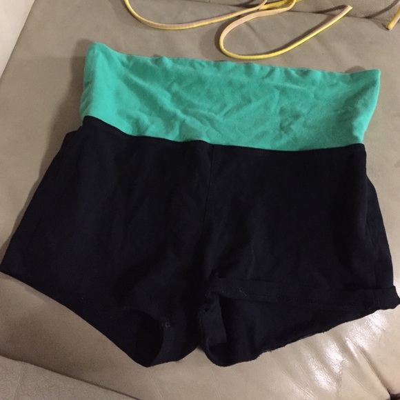 Green band Foldover Yoga Shorts