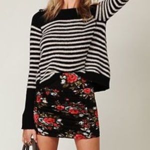 Free people floral stretch mini skirt