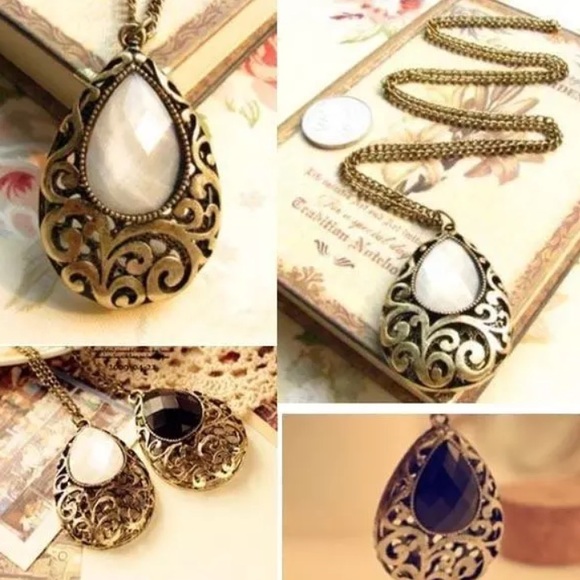 📦 water drop gemstone OPTION 2pc or 5pc necklace - Picture 1 of 4