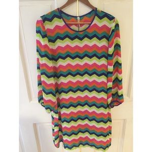Colorful midi long sleeve dress