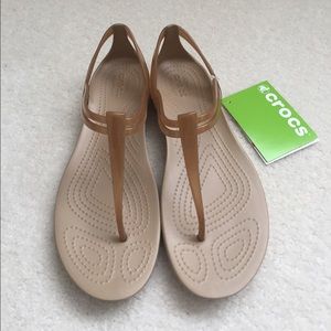 NWT Comfy Crocs Bronze Sandals