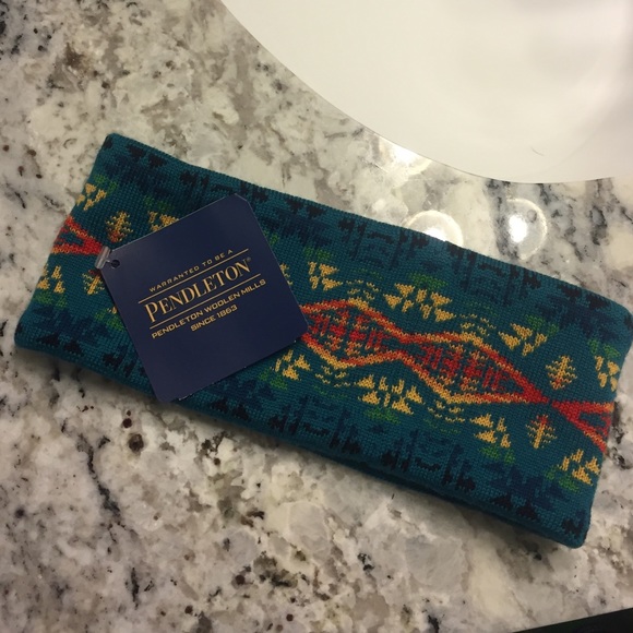 Pendleton fleece lined headband Diamond River Turq
