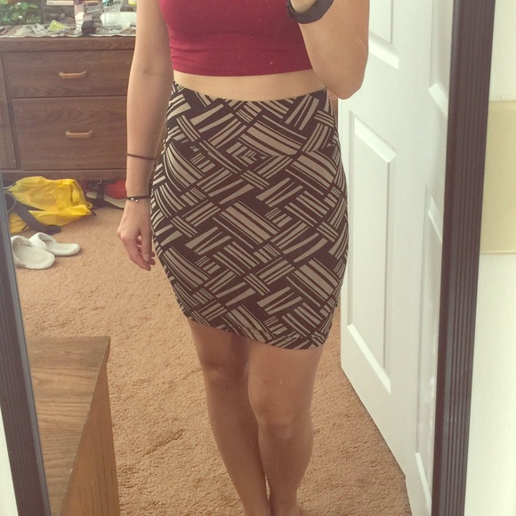 High waist Tribal print inspired banded mini skirt