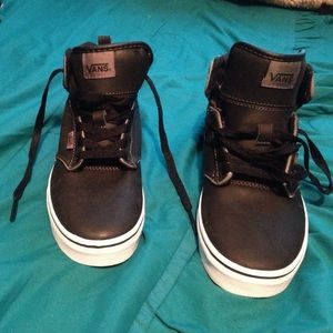 Atwood Hi Leather Black and White Vans