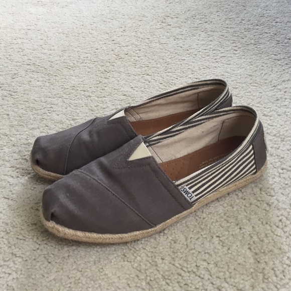 Gray striped canvas espadrille TOMS