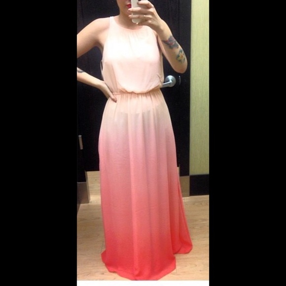 Pink dip-dye chiffon dress
