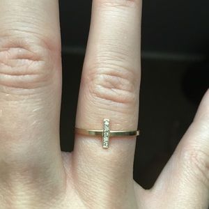 Zoe Chicco 14k yellow gold pave tiny bar ring