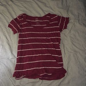 Maroon with white stripes t-shirt from Cotton On