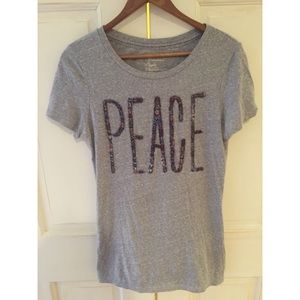 American eagle grey and floral graphic T
