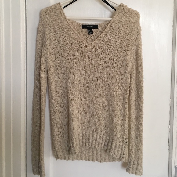 Sweater with hood.