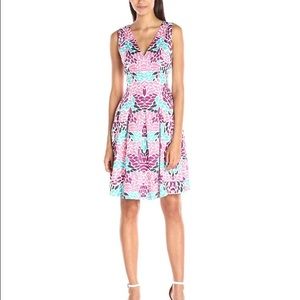 Anne Klein double v-neck printed cotton dress