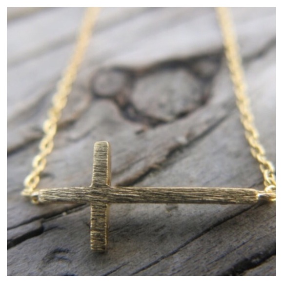 Sideways Cross Necklace, Dainty Necklace - Picture 2 of 4