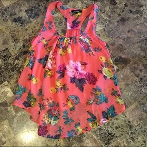Coral flowy tank top