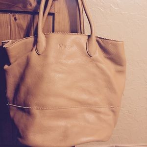 Tan/light brown large leather bag