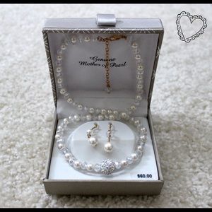 Pearl and Crystal Necklace & Earring Set