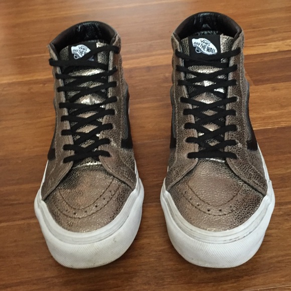 Metallic leather SK-8 high slim vans