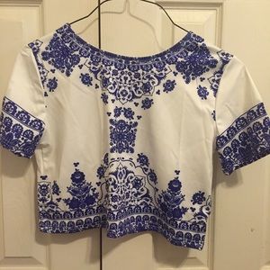 Blue and White Porcelain two piece romper